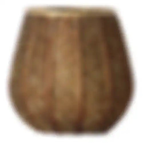 Theelichthouder glas streep 10x10cm bruin