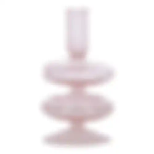 Kaarshouder glas roze 8x16cm