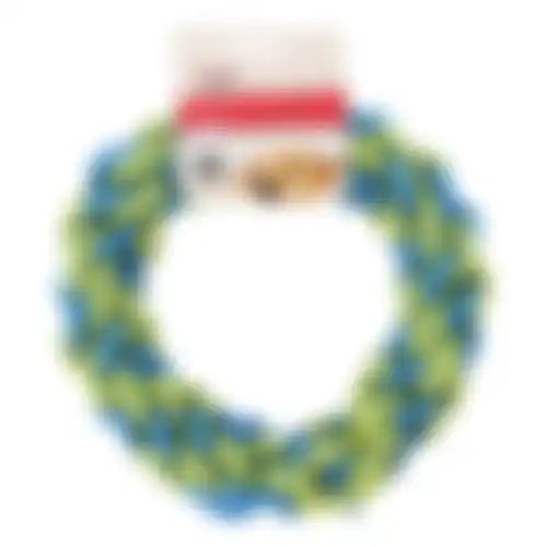 Speelgoed hond ring L blauw/geel 23cm FP