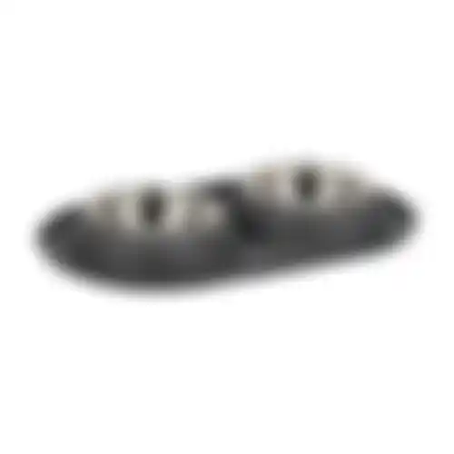 Voerbak duo rond Grafa 2x220ml d.grijs FP