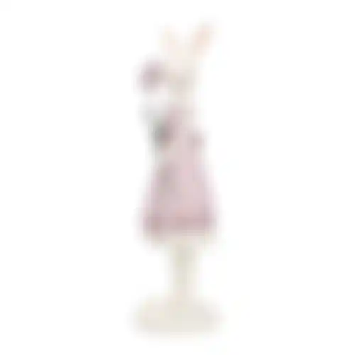 Beeld konijn roze 26cm