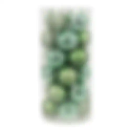 Kerstbal 6 cm Mix Koker 24 Stuks Pine Green