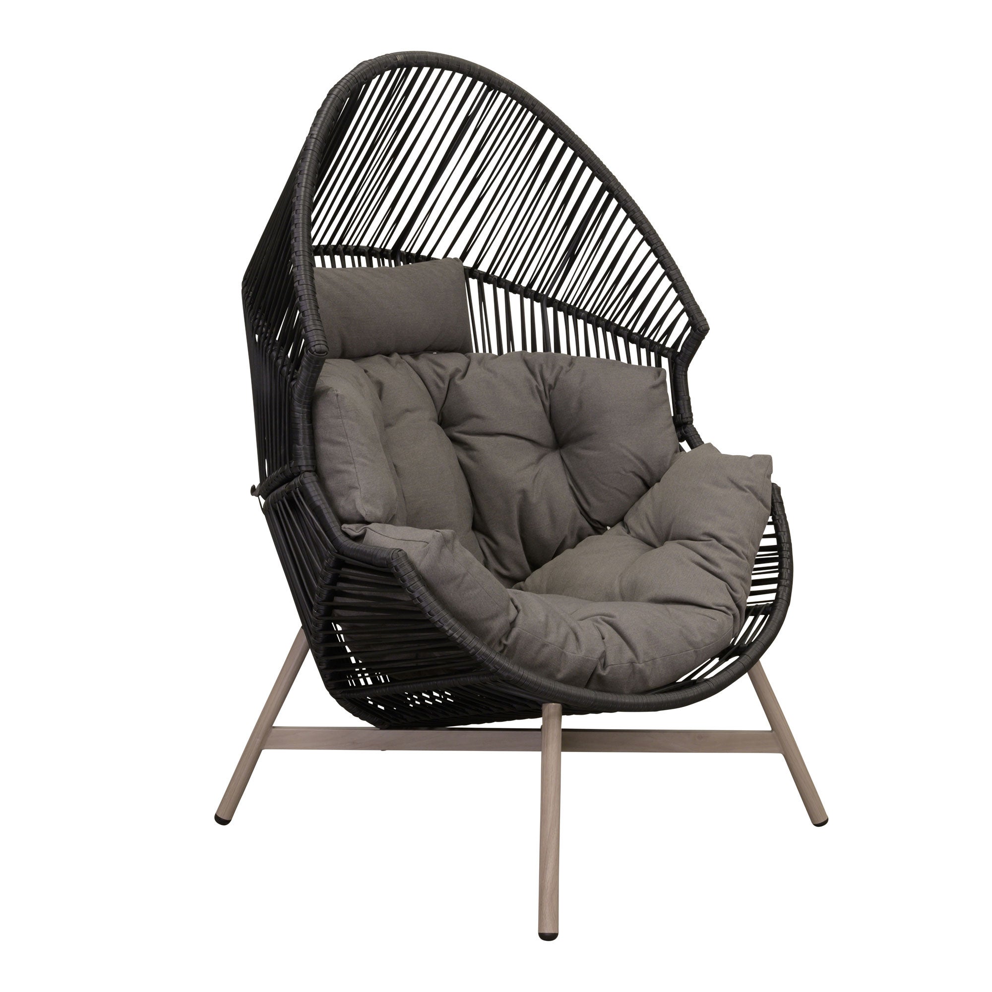 Een - Hangende Stoel Met Standaard - Egg Hangstoel - Voor Binnen En Buiten Incl Kussen Licht Grijs